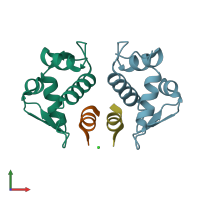 PDB entry 5umm coloured by chain, front view.