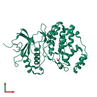 PDB entry 5umo coloured by chain, front view.
