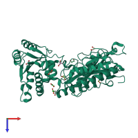 PDB entry 5umt coloured by chain, top view.