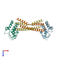 PDB entry 5un5 coloured by chain, top view.