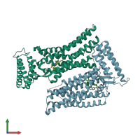 PDB entry 5unh coloured by chain, front view.