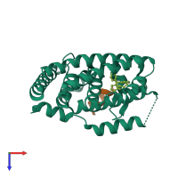 PDB entry 5unj coloured by chain, top view.