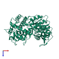 PDB entry 5uno coloured by chain, top view.