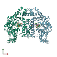 PDB entry 5uo5 coloured by chain, front view.