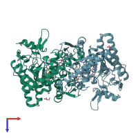 PDB entry 5uo6 coloured by chain, top view.