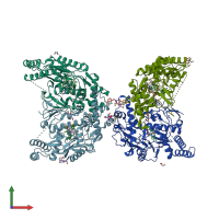PDB entry 5uo8 coloured by chain, front view.