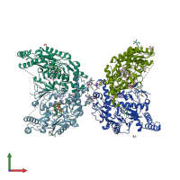 PDB entry 5uob coloured by chain, front view.