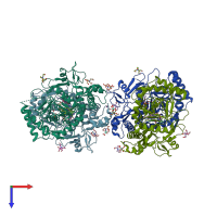 PDB entry 5uoc coloured by chain, top view.