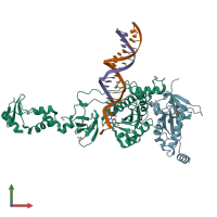 PDB entry 5uoq coloured by chain, front view.