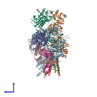 PDB entry 5up2 coloured by chain, side view.