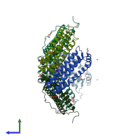 PDB entry 5up9 coloured by chain, side view.