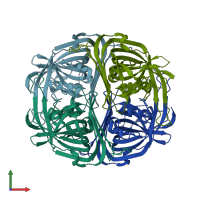 PDB entry 5upb coloured by chain, front view.