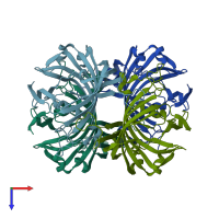 PDB entry 5upb coloured by chain, top view.
