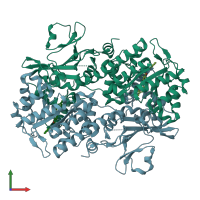 PDB entry 5upe coloured by chain, front view.