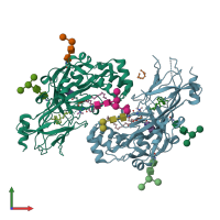 PDB entry 5uph coloured by chain, front view.