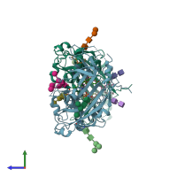 PDB entry 5uph coloured by chain, side view.