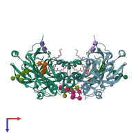 PDB entry 5uph coloured by chain, top view.
