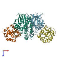 PDB entry 5uq1 coloured by chain, top view.