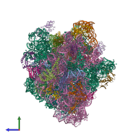 PDB entry 5uq7 coloured by chain, side view.