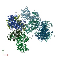 PDB entry 5uq9 coloured by chain, front view.