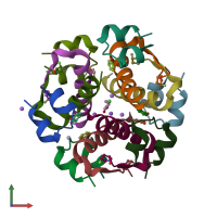 PDB entry 5uqa coloured by chain, front view.