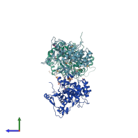 PDB entry 5uqf coloured by chain, side view.