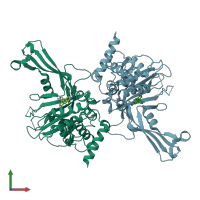 PDB entry 5uqv coloured by chain, front view.