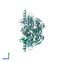 PDB entry 5uqv coloured by chain, side view.