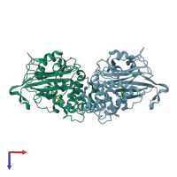 PDB entry 5uqv coloured by chain, top view.