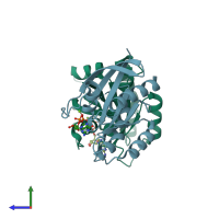 PDB entry 5uqw coloured by chain, side view.