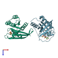 PDB entry 5uqw coloured by chain, top view.