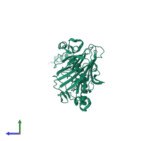 PDB entry 5uqz coloured by chain, side view.