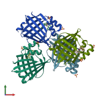 PDB entry 5ura coloured by chain, front view.