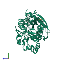 PDB entry 5uro coloured by chain, side view.