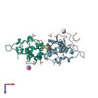 PDB entry 5urv coloured by chain, top view.