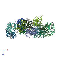 PDB entry 5us1 coloured by chain, top view.