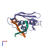 PDB entry 5usa coloured by chain, top view.