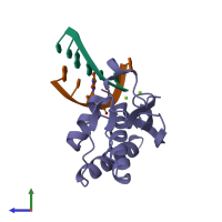 PDB entry 5use coloured by chain, side view.
