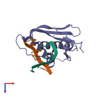 PDB entry 5use coloured by chain, top view.