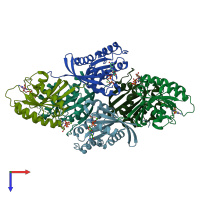 PDB entry 5usj coloured by chain, top view.