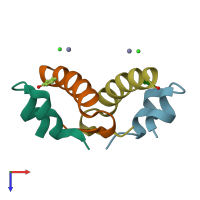 PDB entry 5uss coloured by chain, top view.