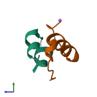 PDB entry 5usv coloured by chain, side view.