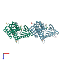 PDB entry 5usy coloured by chain, top view.