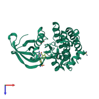PDB entry 5usz coloured by chain, top view.