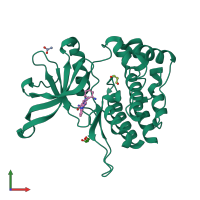 PDB entry 5ut2 coloured by chain, front view.