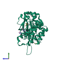 PDB entry 5ut2 coloured by chain, side view.