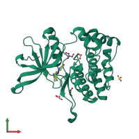 PDB entry 5ut6 coloured by chain, front view.