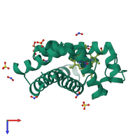 PDB entry 5ut7 coloured by chain, top view.