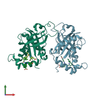 PDB entry 5ute coloured by chain, front view.