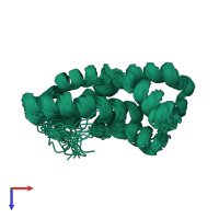 PDB entry 5utg coloured by chain, ensemble of 20 models, top view.